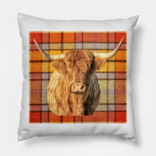 Tartan Highland Cow Pillow