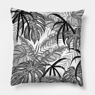 Tropical leaves black and white drawing Pillow