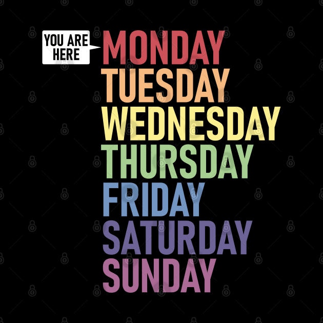 MONDAY "You Are Here" Weekday Day of the Week Calendar Daily by Decamega