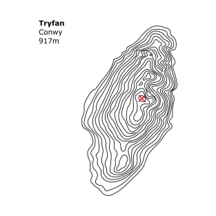 Tryfan Mountain Contour Design T-Shirt