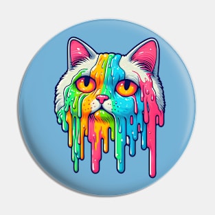 Colorful melting cat Pin