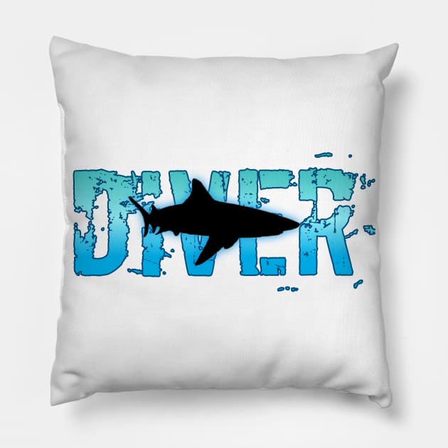 Scuba diving t-shirt designs sharks Pillow by Coreoceanart