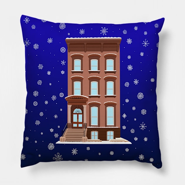 Winter Snowflake Brooklyn Brownstone Pillow by Art by Deborah Camp