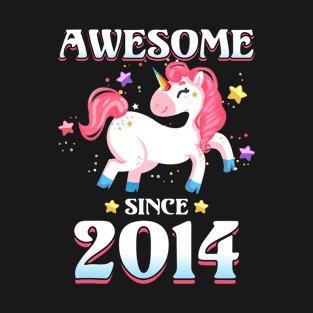 Awesome since 2014 Cute Unicorn 6th Birthday Gift Girls T-Shirt