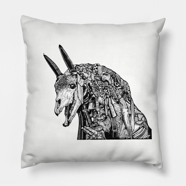 Mari Lwyd Pillow by BlackGoldPress