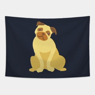 Happy Cute Pug Dog Tapestry