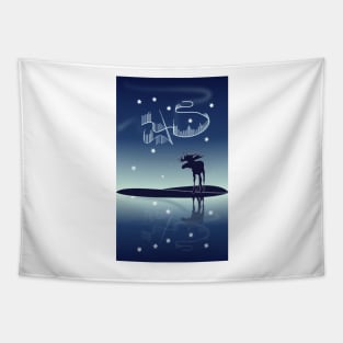 Water reflection Northern lights Tapestry