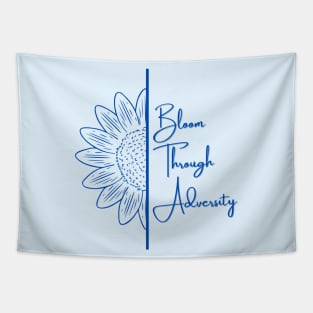 Bloom Through Adversity - Half Sunflower (Blue) Tapestry