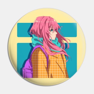 Kawaii anime girl with pink hair Pin