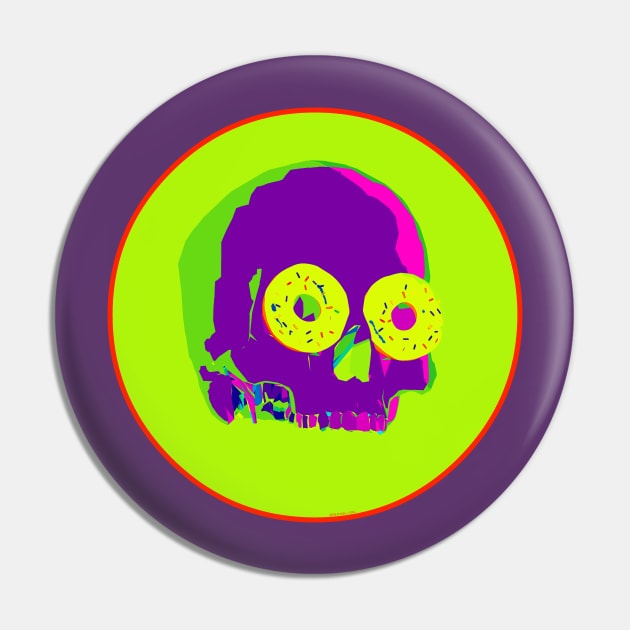 Psychedelic Donut Skull Pin by RyanJGillDesigns