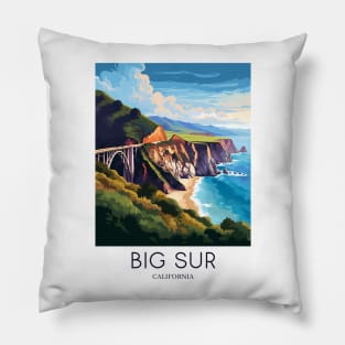 A Pop Art Travel Print of Big Sur - California - US Pillow