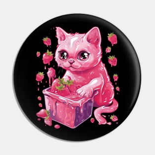 Cat Strawberry Harvest Pin