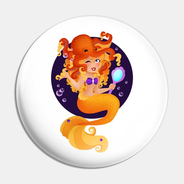 Orange Mermaid Pin by Redheadkls