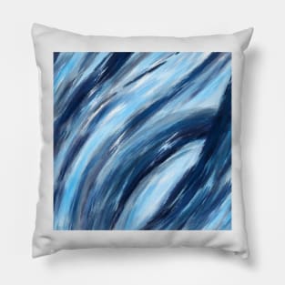 Blue Abstract Brushstrokes Pillow