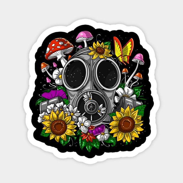 Floral Hippie Gas Mask Magnet by underheaven