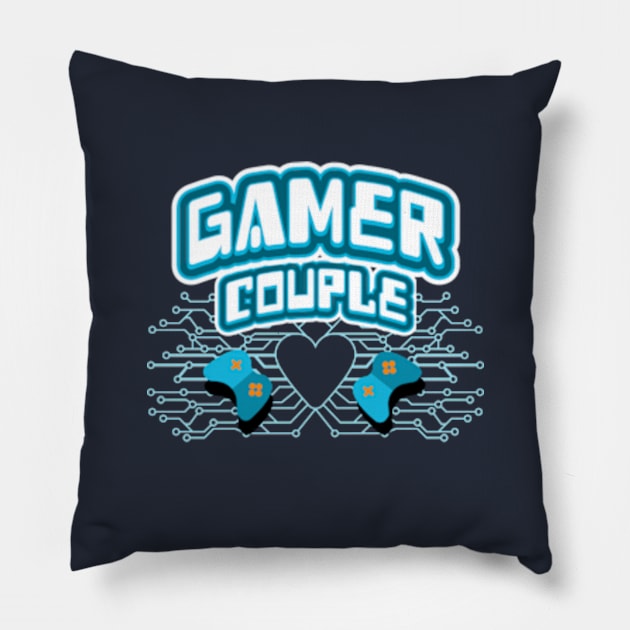 Gamer Couple 2 Players Pillow by bert englefield 