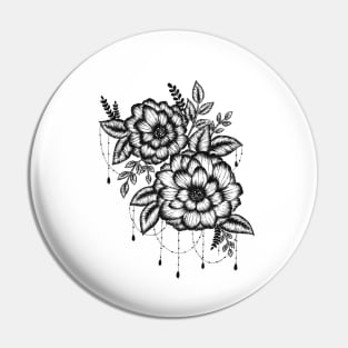 Black and white chandelier floral sketch Pin