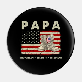Papa The Veteran The Myth The Legend American Flag Pin