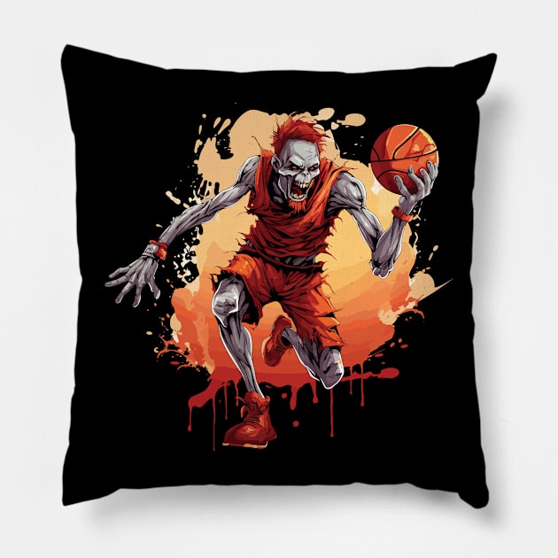 Zombie Basketball Halloween Sport Design Pillow by PaulJus