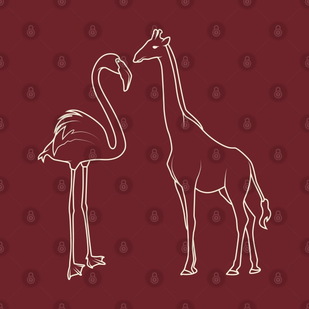 Aesthetic Lineart Flamingo Giraffe by crissbahari