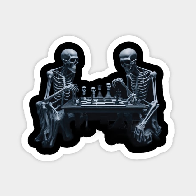 skeletons playing chess Magnet by lkn