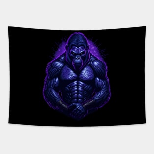 Gorilla Warrior - Night Electric Colors - Gorilla Strong Tapestry
