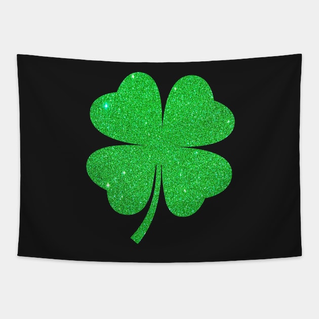 St Patricks Day, Faux Glitter 4 Leaf Clover Tapestry by Felicity-K