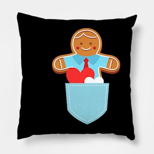 Plaid Gingerbread Cookie in Pocket Buffalo Christmas Pillow