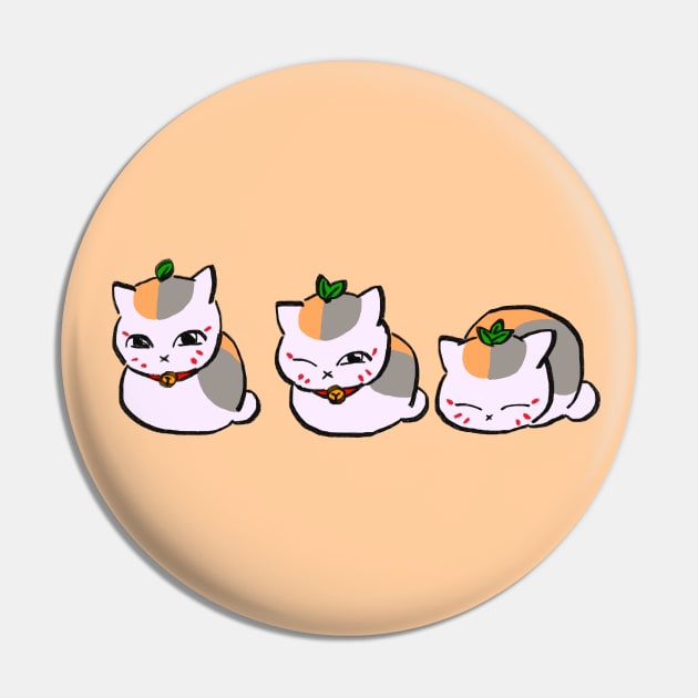 I draw the three nyanko sensei / Natsume's Book of Friends Pin by mudwizard