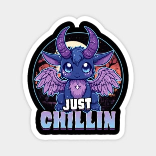 Just Chillin Kawaii Baphomet Halloween Magnet