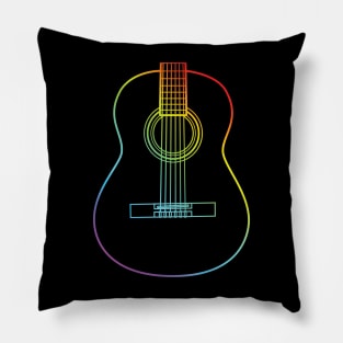 Classical Acoustic Guitar Body Colorful Outline Pillow