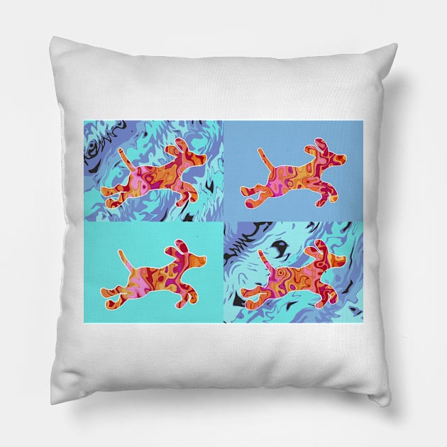 Psychadelic Colors Dog Pattern Pillow by CTWuellner