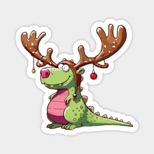 Funny Christmas Dinosaur T-Rex Magnet