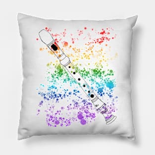 Recorder Rainbow Colours School Music Teacher Woodwind Musician Pillow