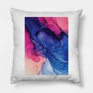 Pondering- Blush and Blue- Alcohol ink painting Pillow