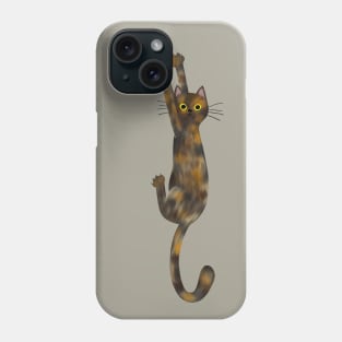 Tortoise Shell Cat Hanging On with Claws Tortie Cat Phone Case