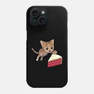 Savannah Cat excited to eat Red Velvet Cake Phone Case