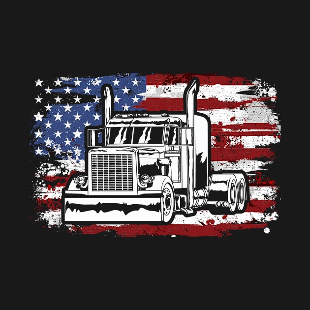 Truck American Flag Trucker Truck Driver by KAWAIITEE