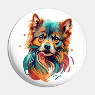 Modern Abstract Pomeranian Artwork - A colorful explosion Pin