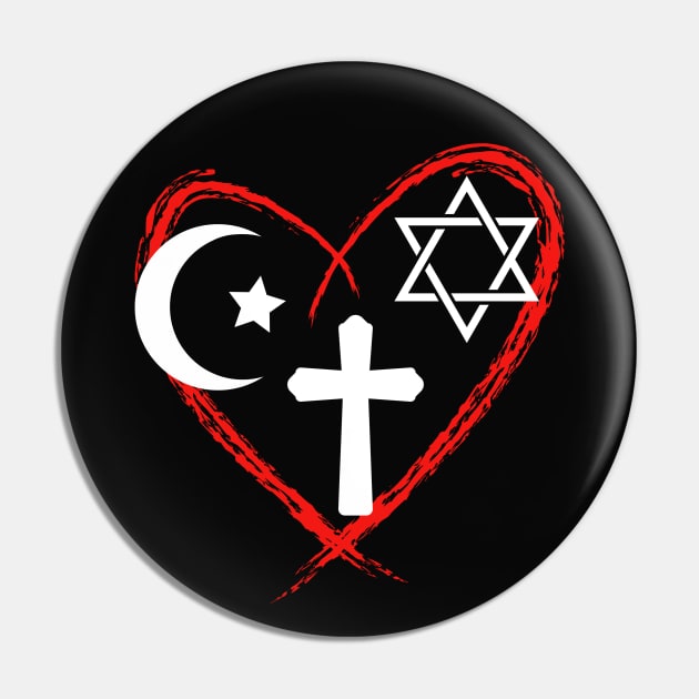 Religion Heart Inter-Religious Harmony Pin by Foxxy Merch