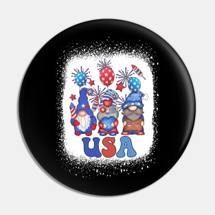 4th Of July Patriotic Gnomes Sunglasses American Fireworks Pin