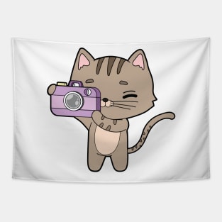 Cat as Photographer with Camera Tapestry