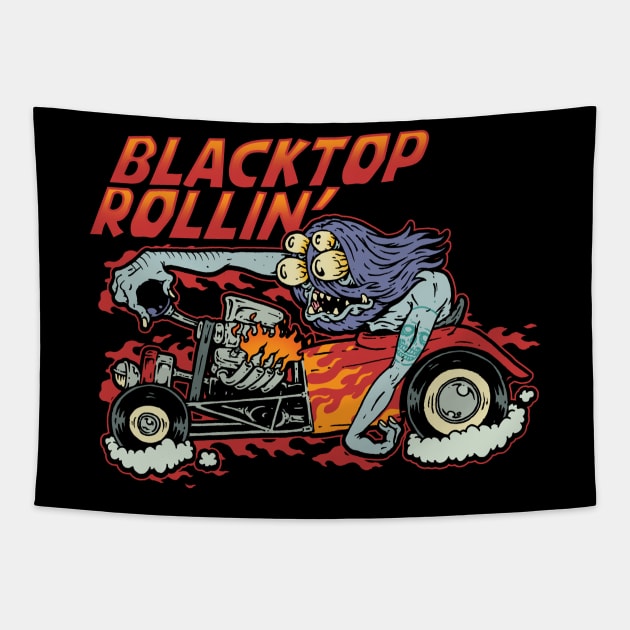 Blacktop Rollin' Monster Fink Gasser Tapestry by MonstersandMartians