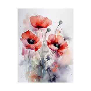 Watercolor flowers poppies T-Shirt