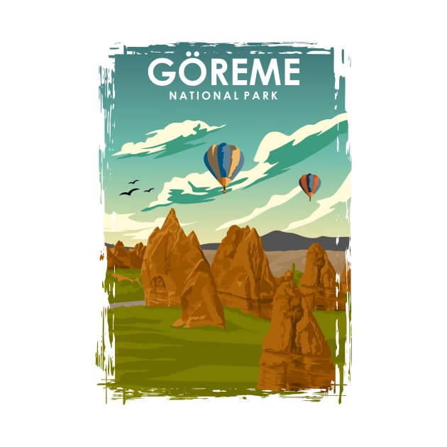 Goreme Minimal Retro National Park Travel Poster Turkey by jornvanhezik