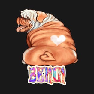 Benin Gift, Comfy Gift for Dog Lovers, Perfect Bulldog Owners gifts, heart shaped patched of fur, for men, women, children, T-Shirt
