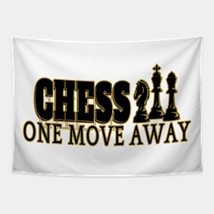 Chess One Move Away trimmed In gold colour Tapestry