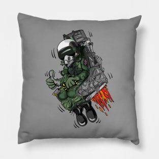 Military Fighter Jet Pilot Ejection Seat Cartoon Illustration Pillow