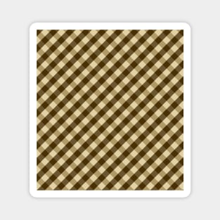 Brown and Tan Retro 60s Check Gingham Plaid Magnet