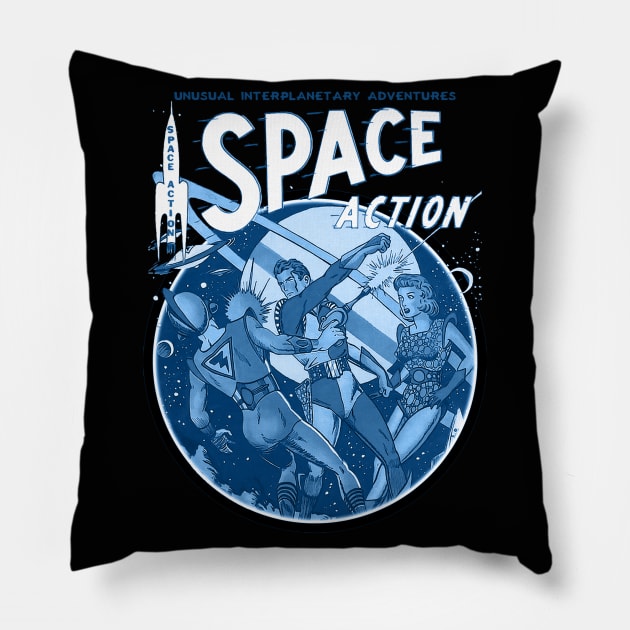 Sci Fi Space Action Adventures Pillow by Joaddo